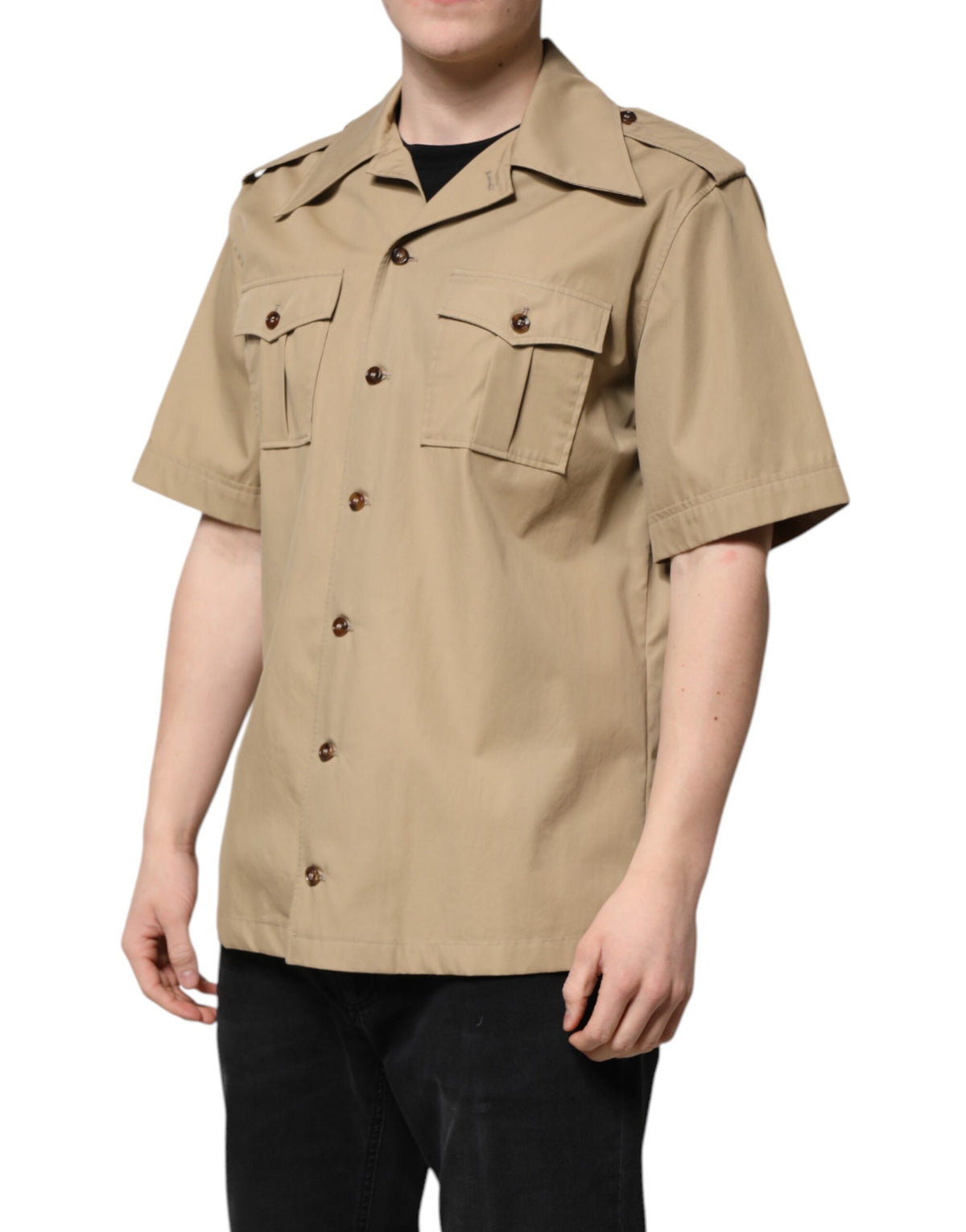New Dolce & Gabbana Brown Graphic Print Short Sleeves Shirt
