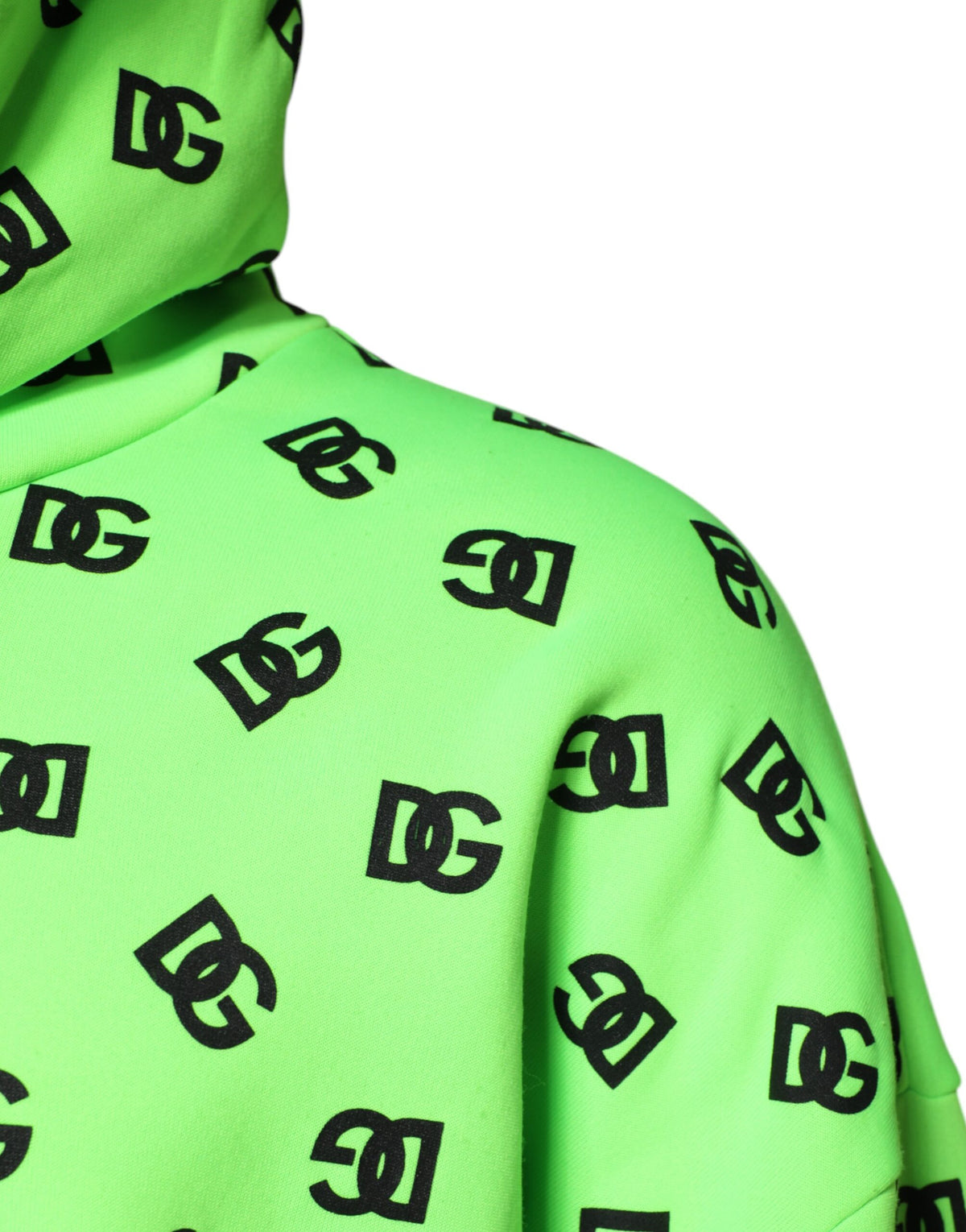 Pre-Owned Dolce & Gabbana Green Polyester DGLogo Print Hooded Sweater Men's - New with Defect