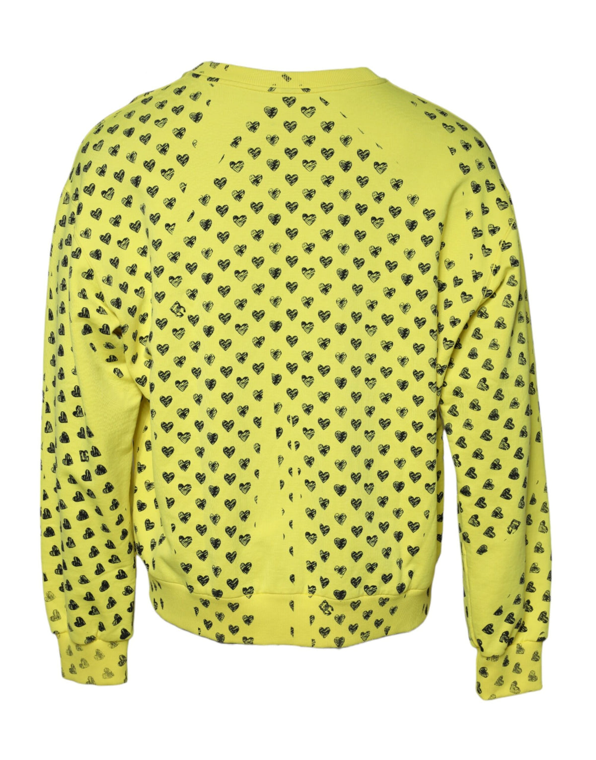 Pre-Owned Dolce & Gabbana Yellow Heart Crew Neck Men Pullover Sweater - Very Good