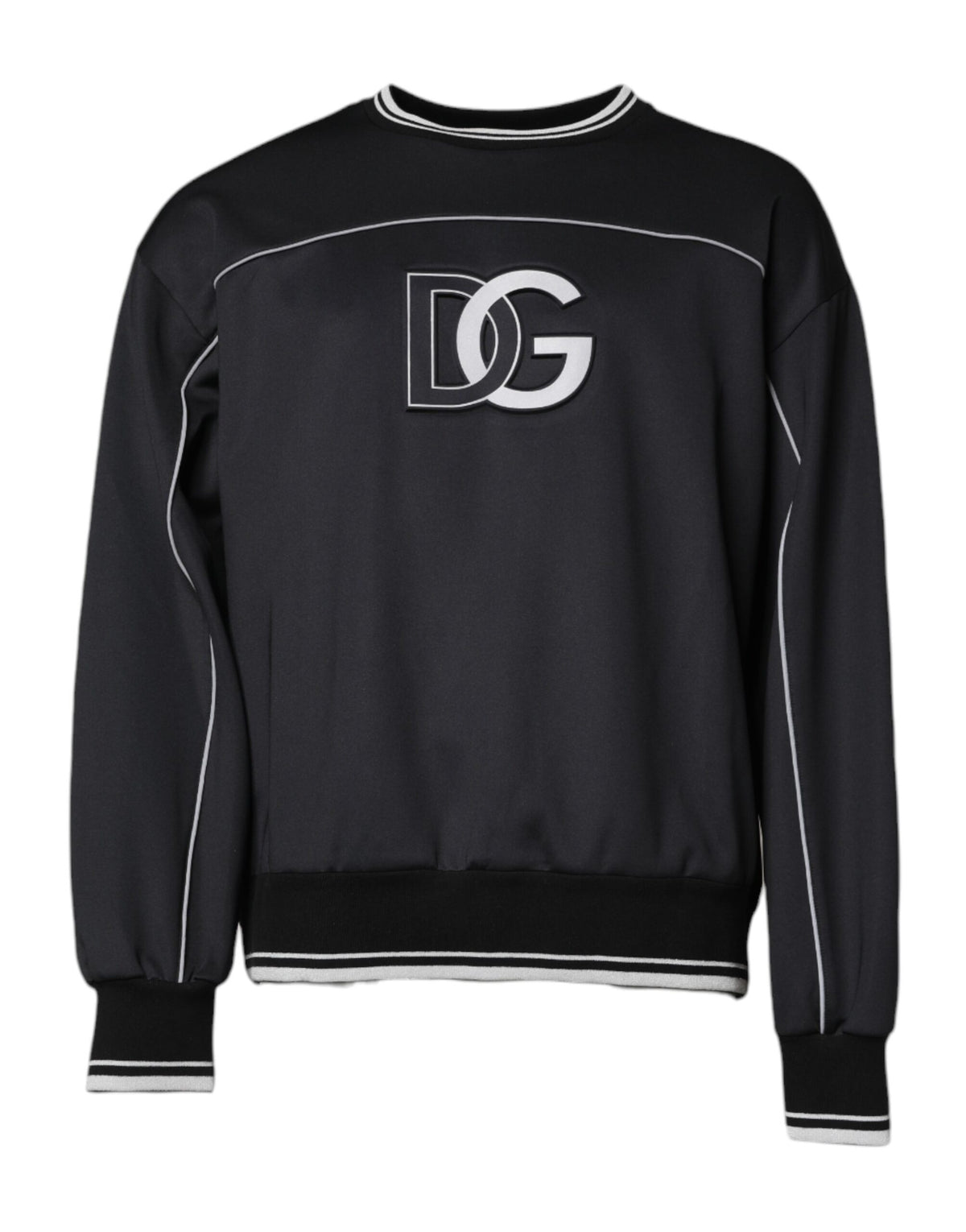 New Dolce & Gabbana Black Logo Crew Neck Men Pullover Sweater
