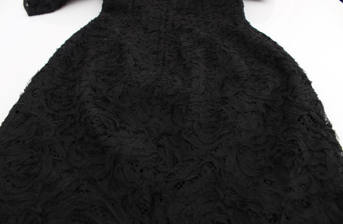Dolce & Gabbana Black Floral Lace Long Bodycon Maxi Dress - PreLoved & Luxe