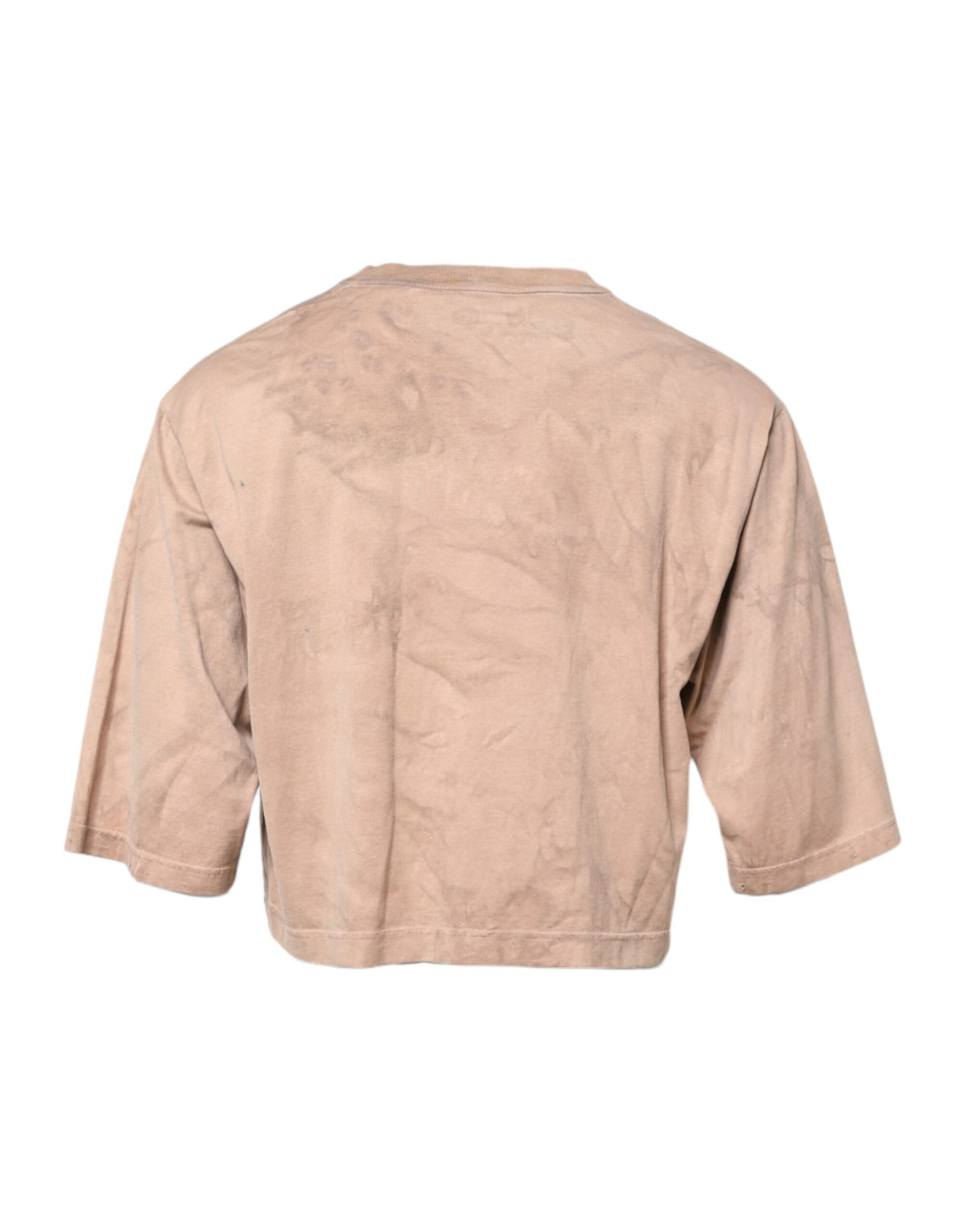 Pre-Owned Dolce & Gabbana Beige Tie Dye Logo Print Cropped T-shirt Men's - New with Defect