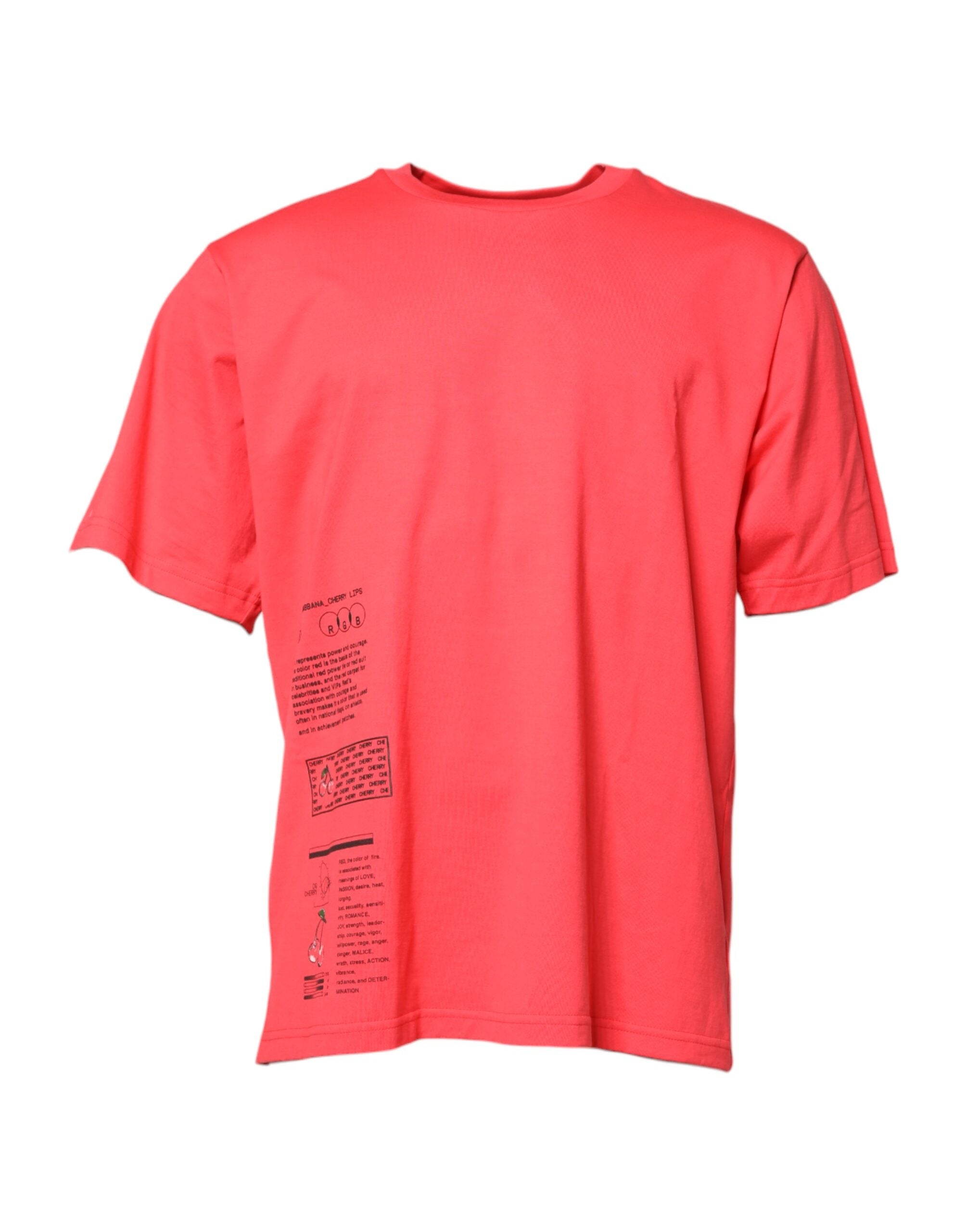 Pre-Owned Dolce & Gabbana Red Cotton Lettering Print Crew Neck T-shirt Men's - New with Defect