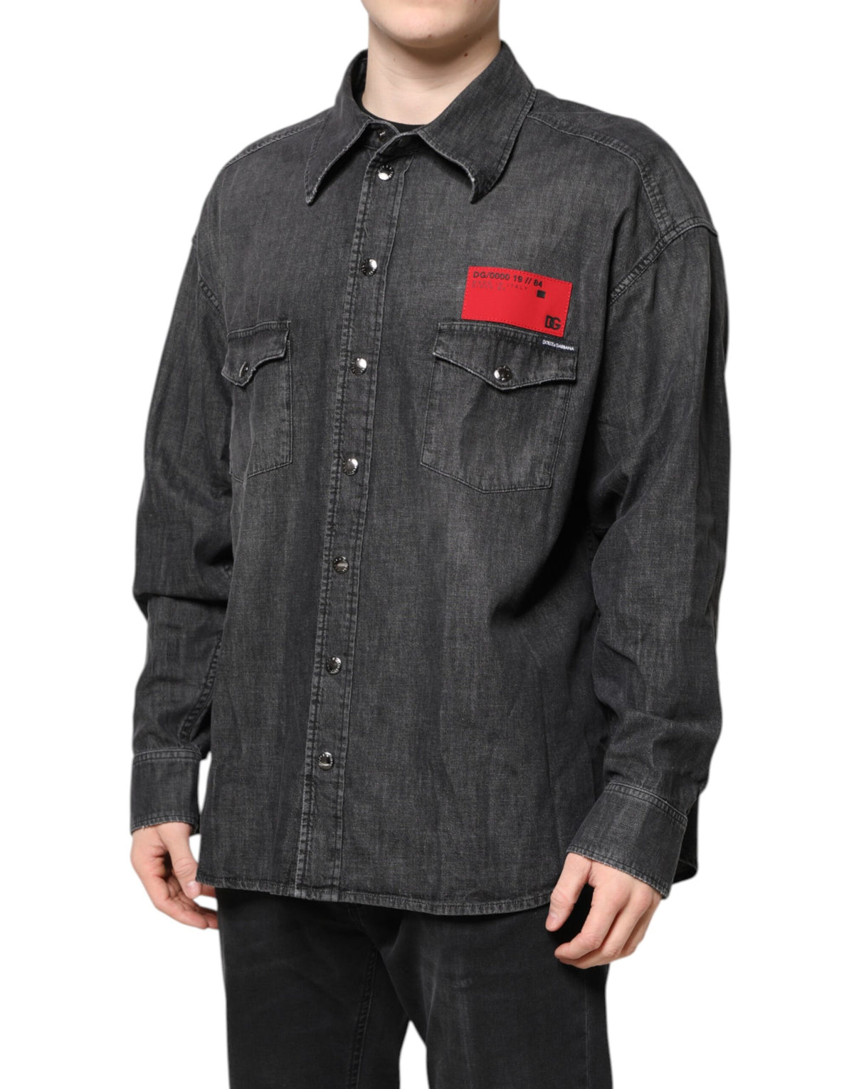 New Dolce & Gabbana Gray Long Sleeves Button Down Denim Shirt