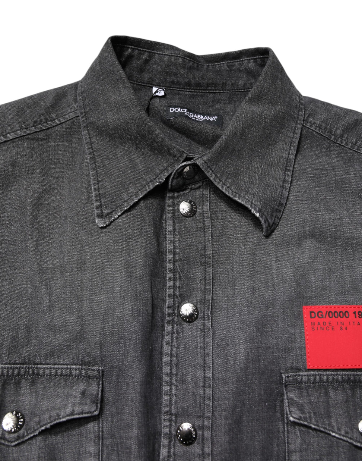 New Dolce & Gabbana Gray Long Sleeves Button Down Denim Shirt