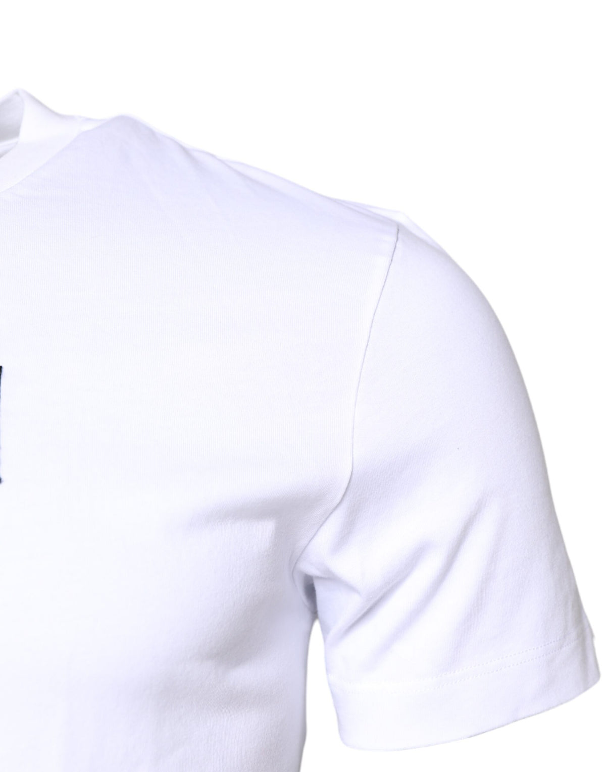 Pre-Owned Dolce & Gabbana White Cotton Logo Patch Crew Neck T-shirt Men's - New with Defect