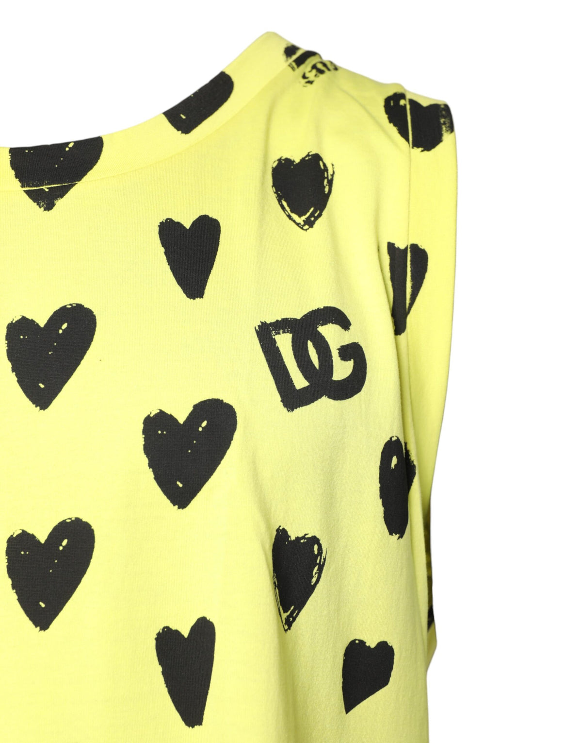 Pre-Owned Dolce & Gabbana Yellow Cotton Sleeveless DG Heart T-shirt Men's - New with Defect