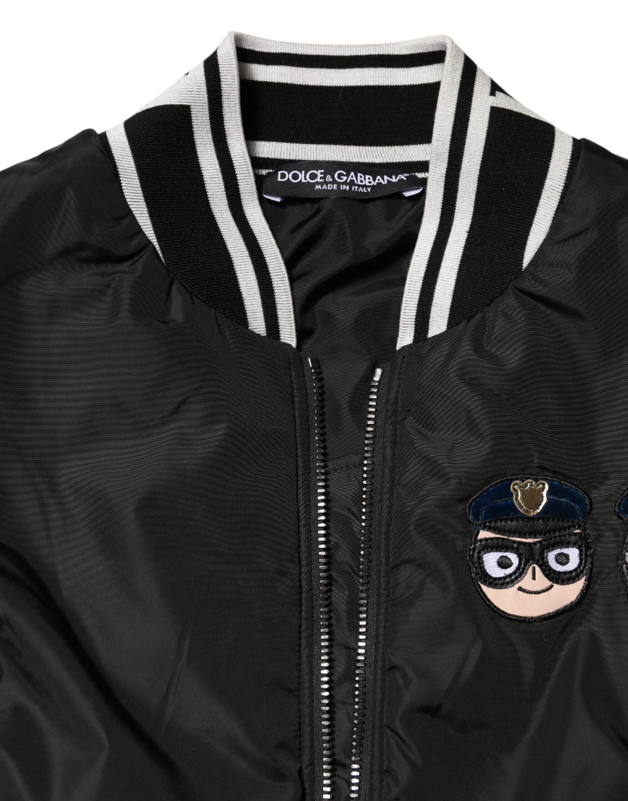 New Dolce & Gabbana Black Nylon #DGFamily Full Zip Bomber Jacket