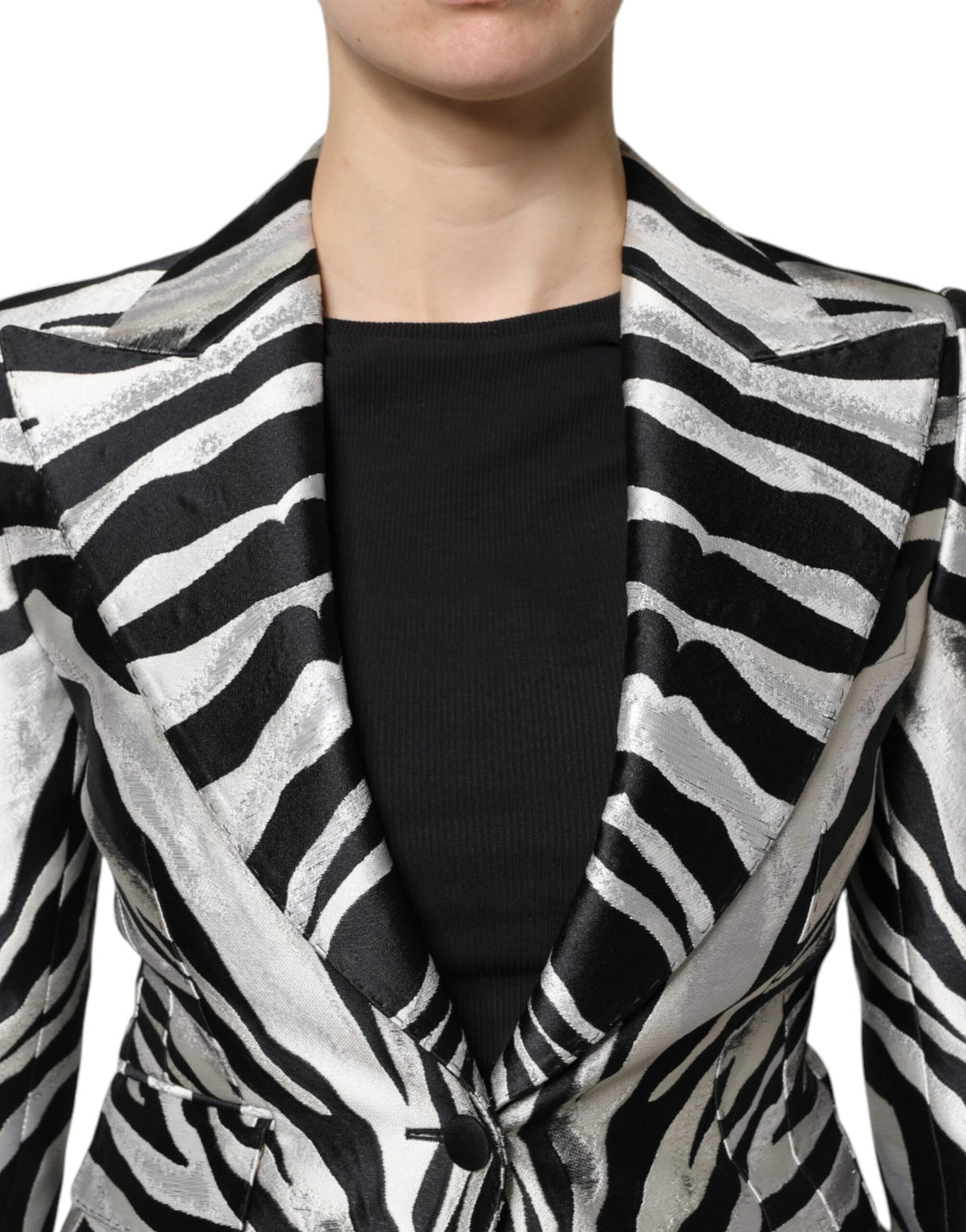 New Dolce & Gabbana Black Silver Women Blazer Jacket