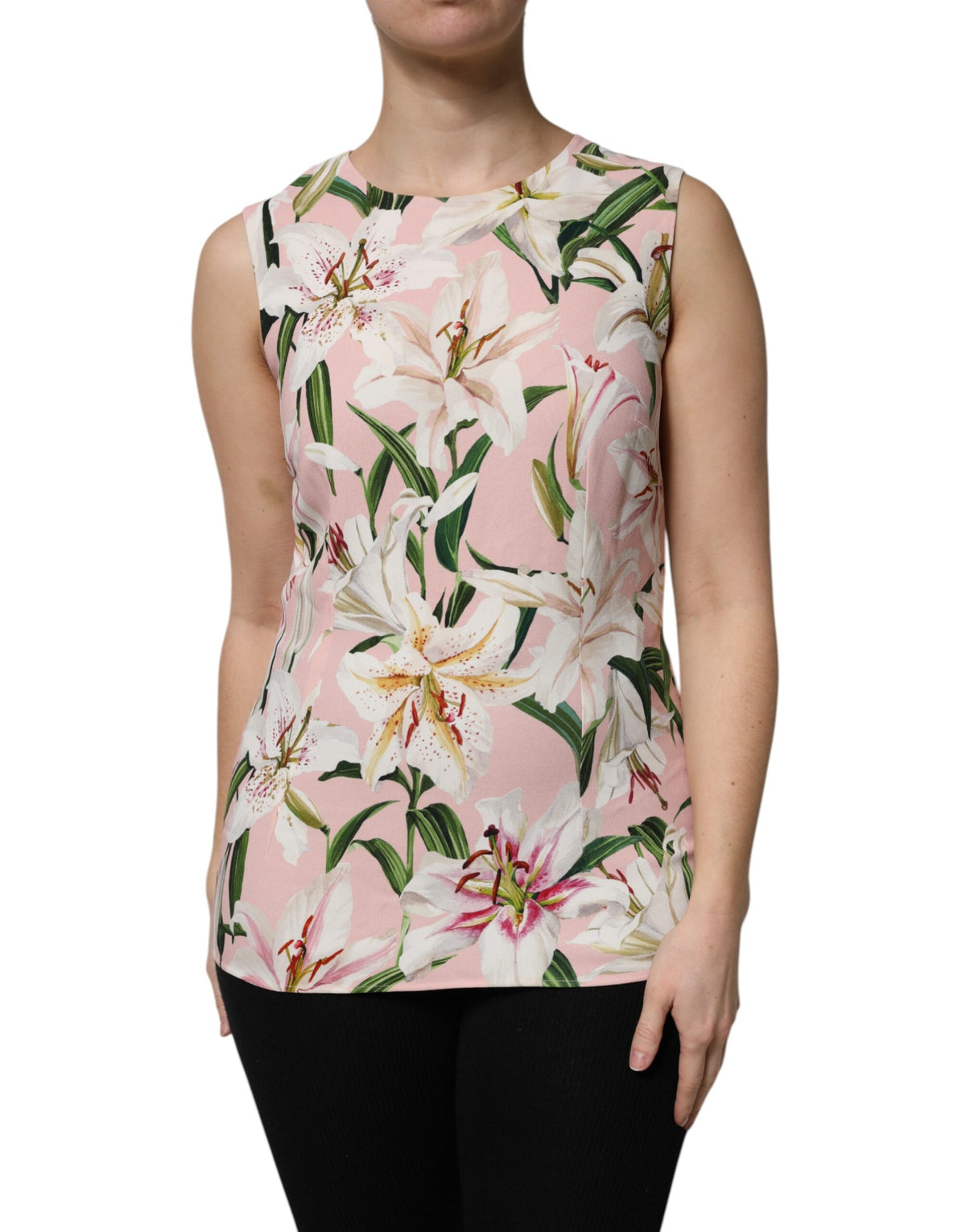 New Dolce & Gabbana Floral Print Round Neck Tank Top