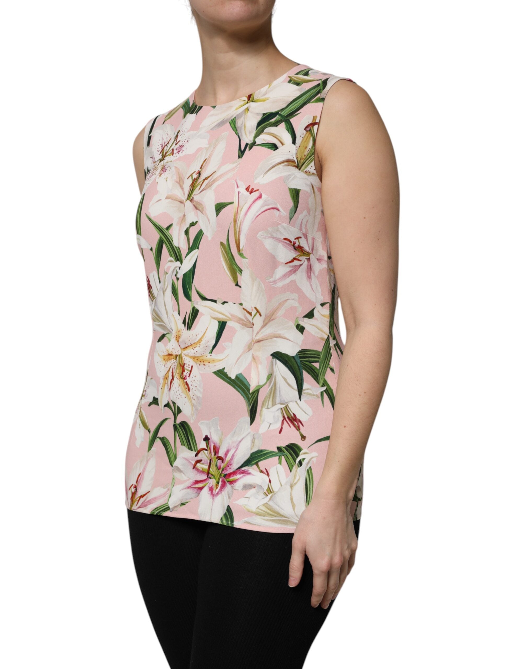 New Dolce & Gabbana Floral Print Round Neck Tank Top