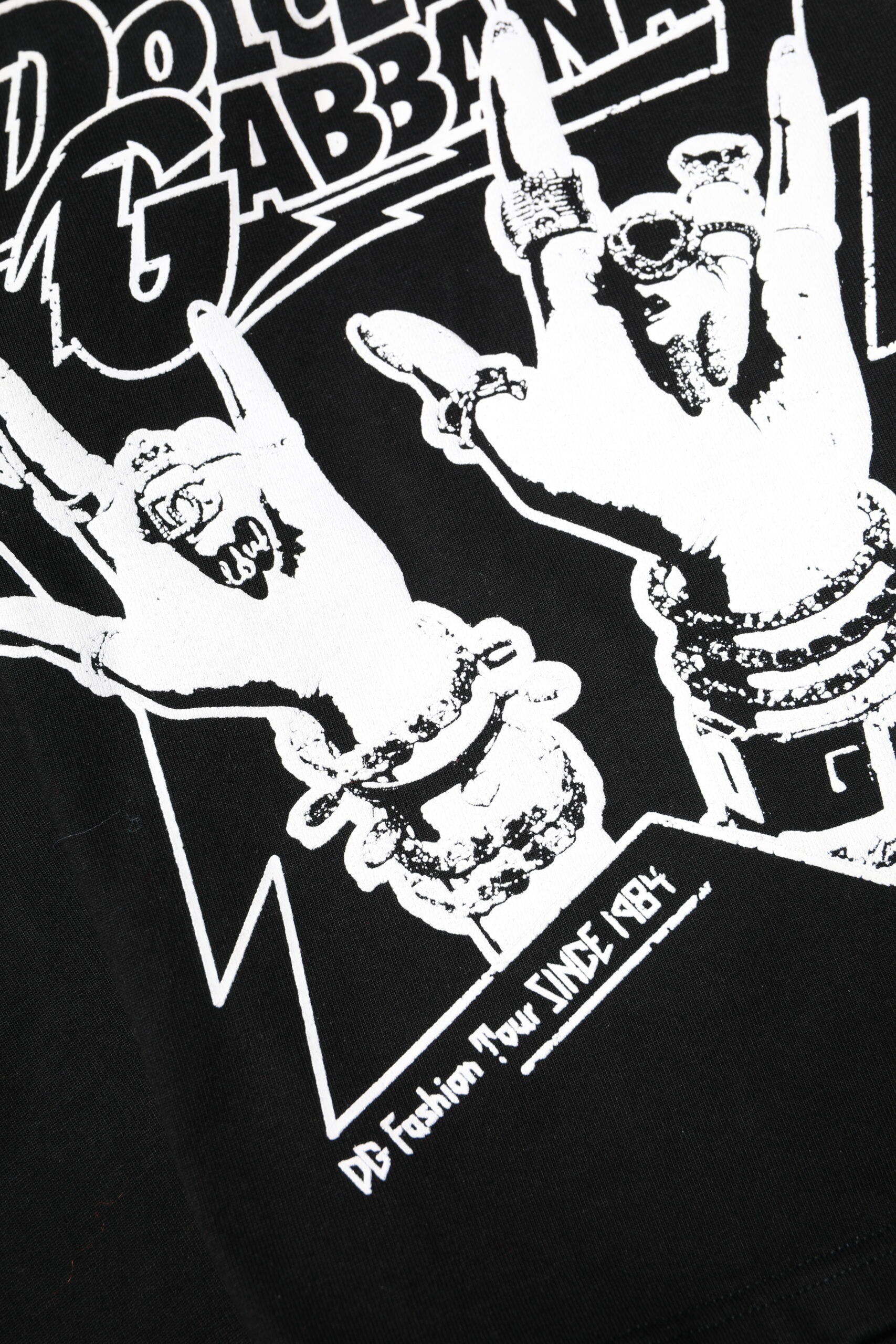New Dolce & Gabbana Black Cotton Printed Short Sleeves T-shirt