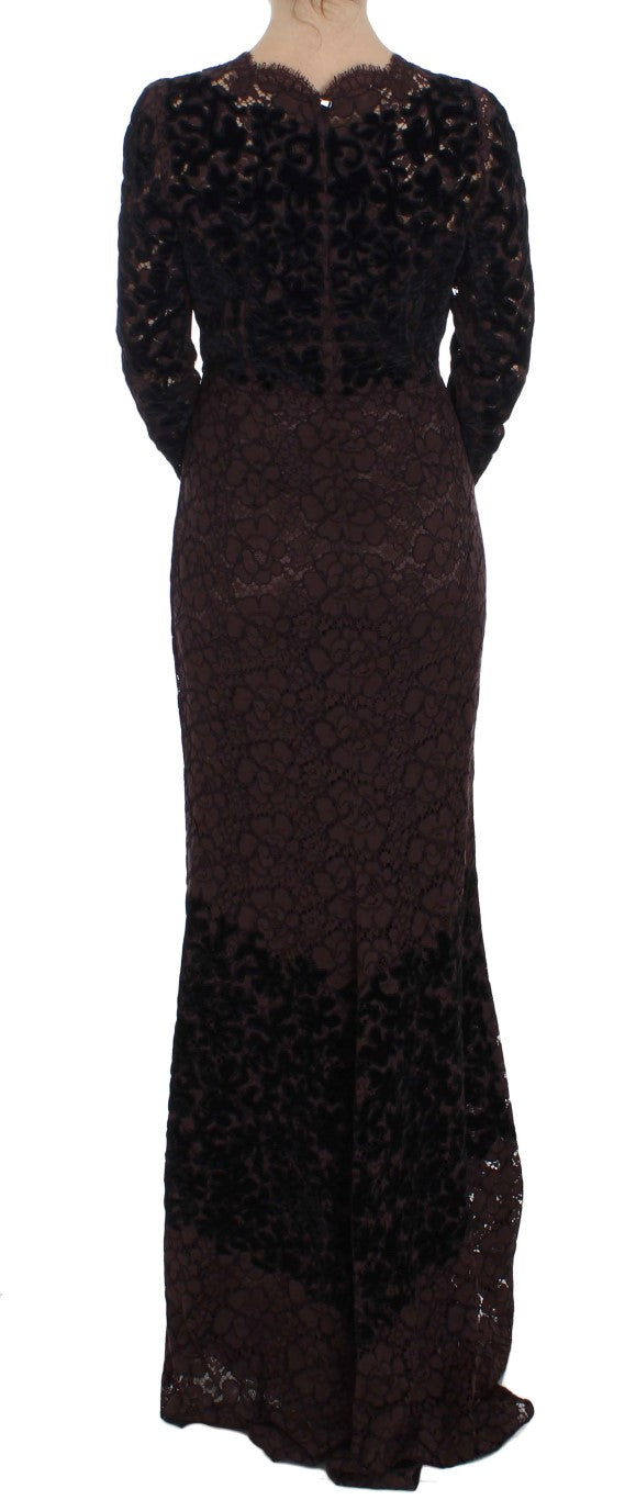 Dolce & Gabbana Purple Floral Lace Ricamo Maxi Dress - PreLoved & Luxe