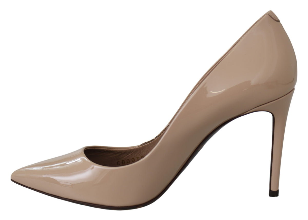 Dolce & Gabbana Beige Patent Leather Stiletto Heel Pumps