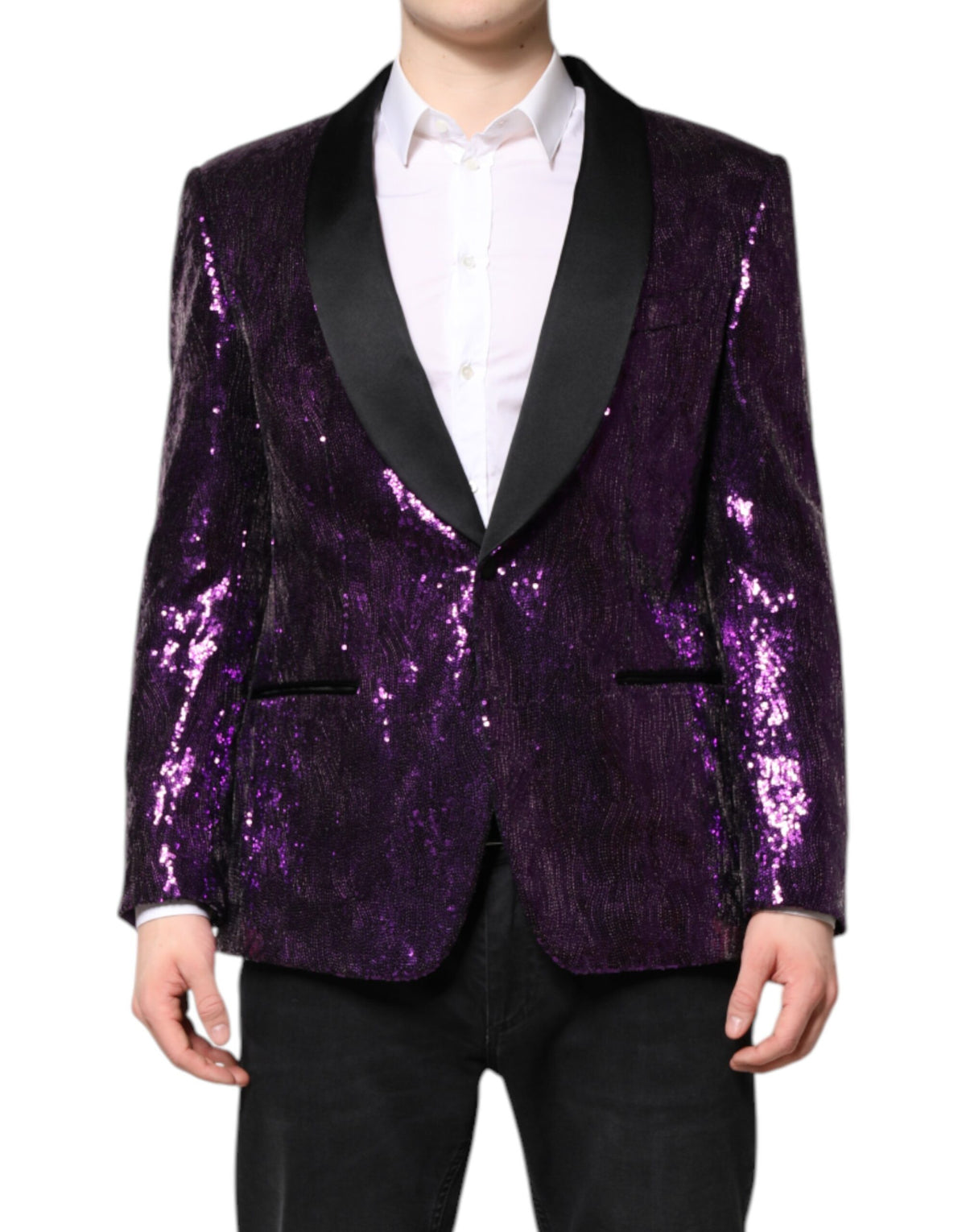New Dolce & Gabbana Purple SICILIA Sequin Embellish Coat Jacket