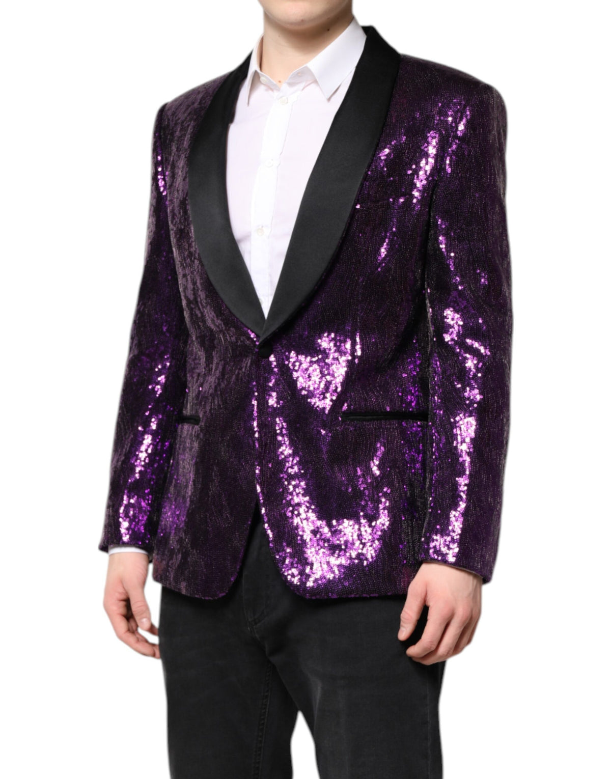 New Dolce & Gabbana Purple SICILIA Sequin Embellish Coat Jacket