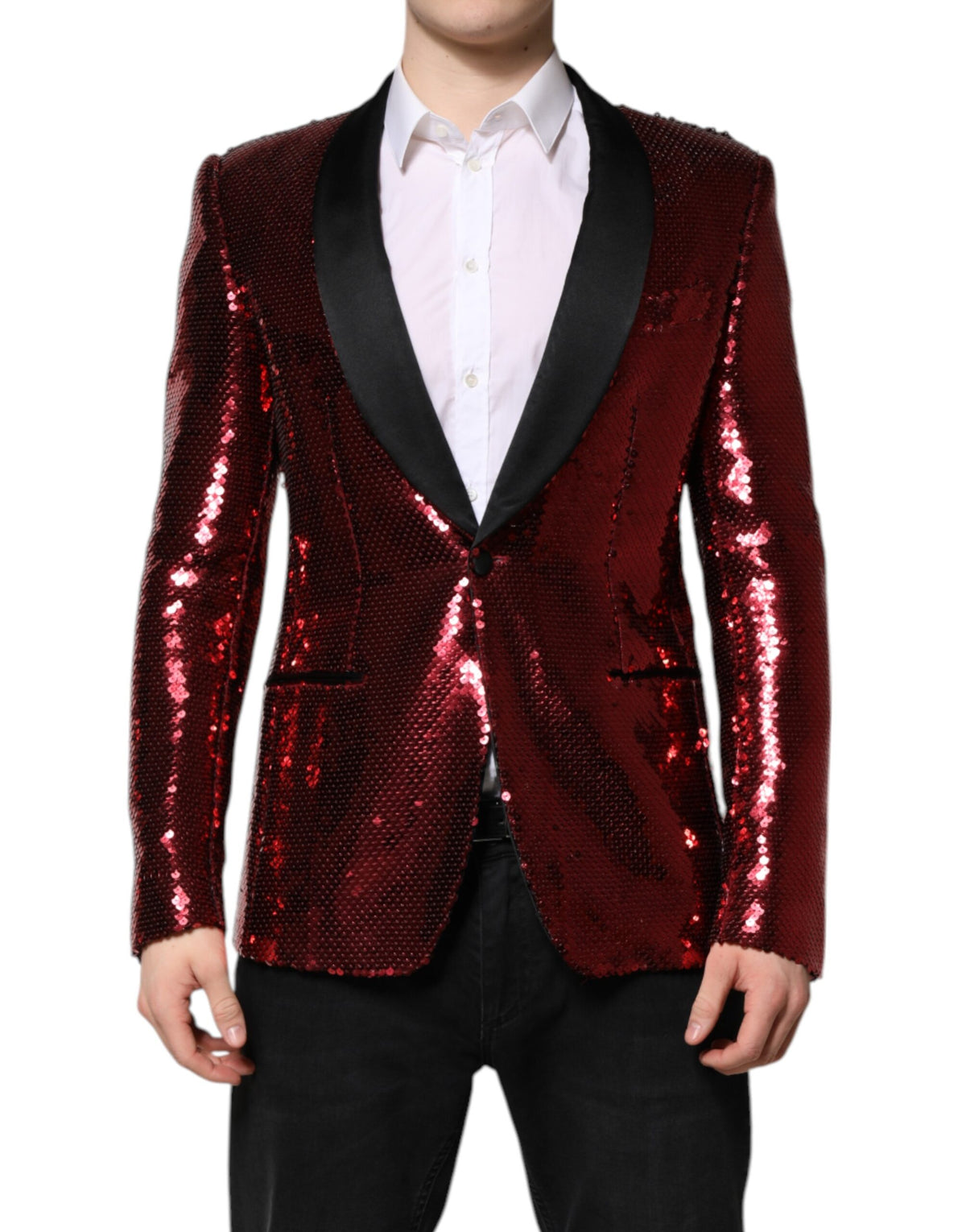 New Dolce & Gabbana Red SICILIA Sequin Embellish Blazer Jacket