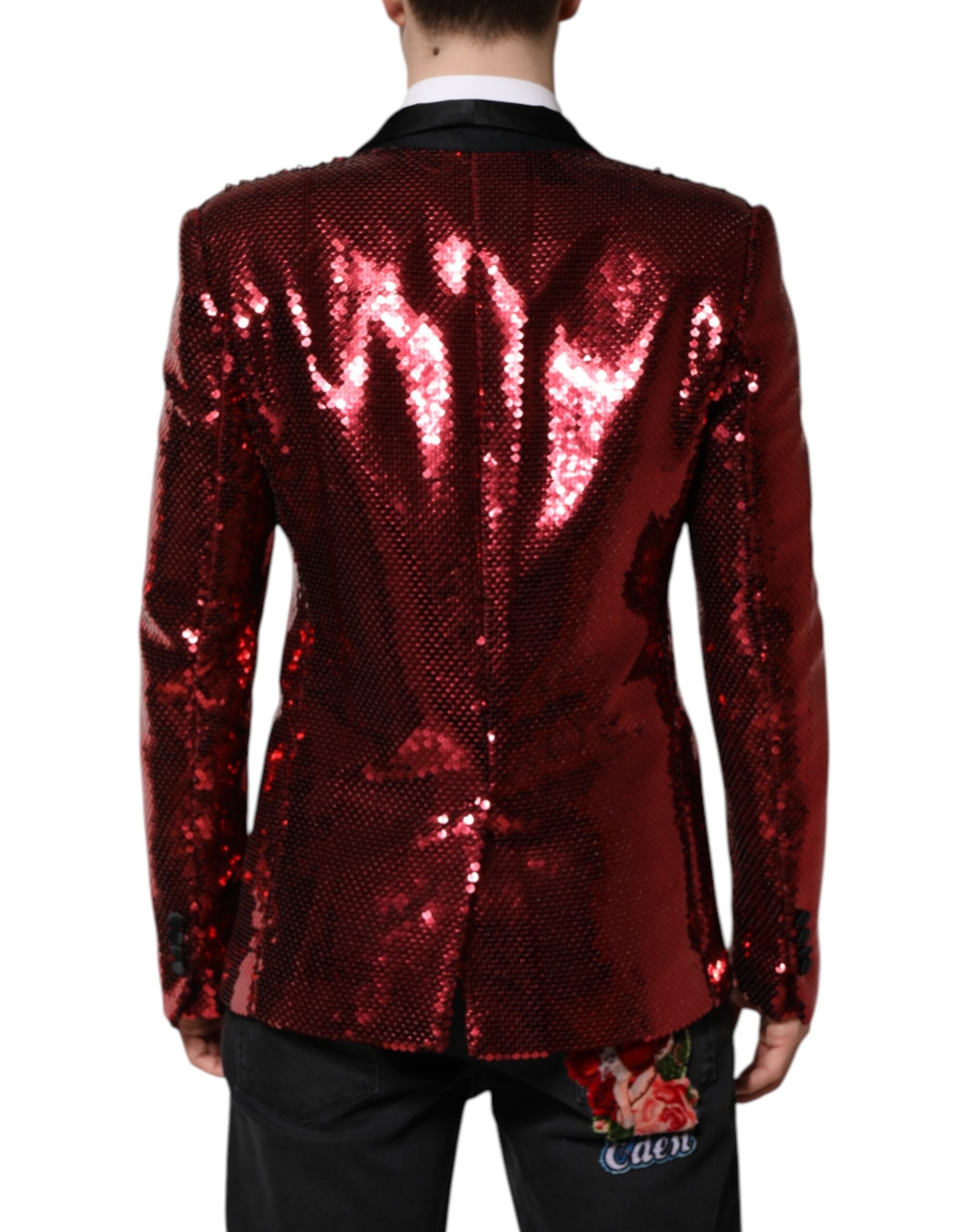 New Dolce & Gabbana Red SICILIA Sequin Embellish Blazer Jacket