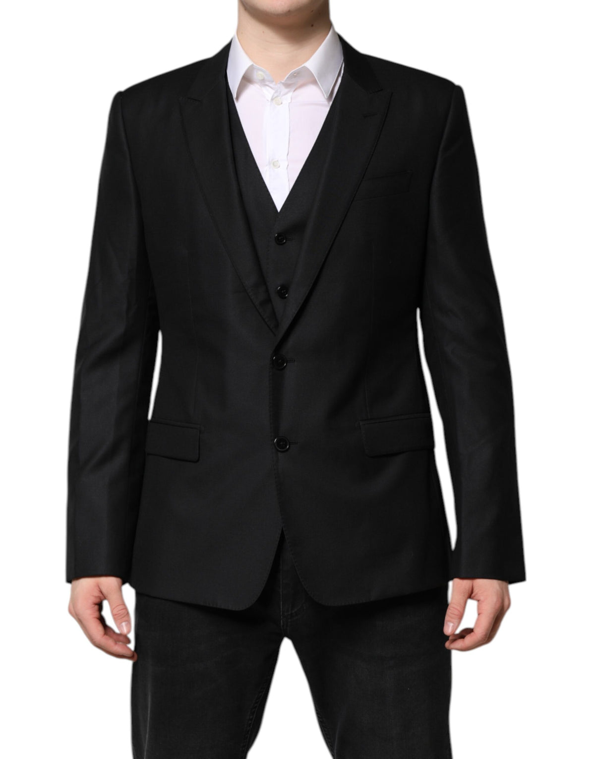 New Dolce & Gabbana Black Single Breasted Suit 2 Piece Jacket