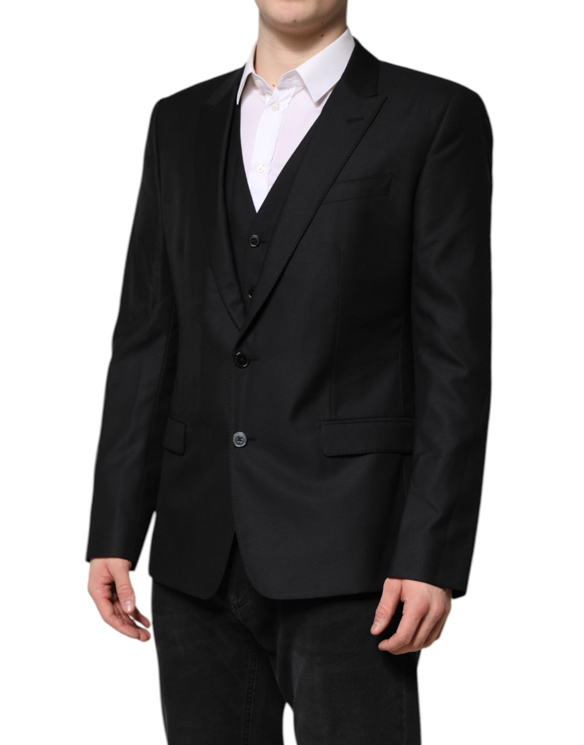 New Dolce & Gabbana Black Single Breasted Suit 2 Piece Jacket