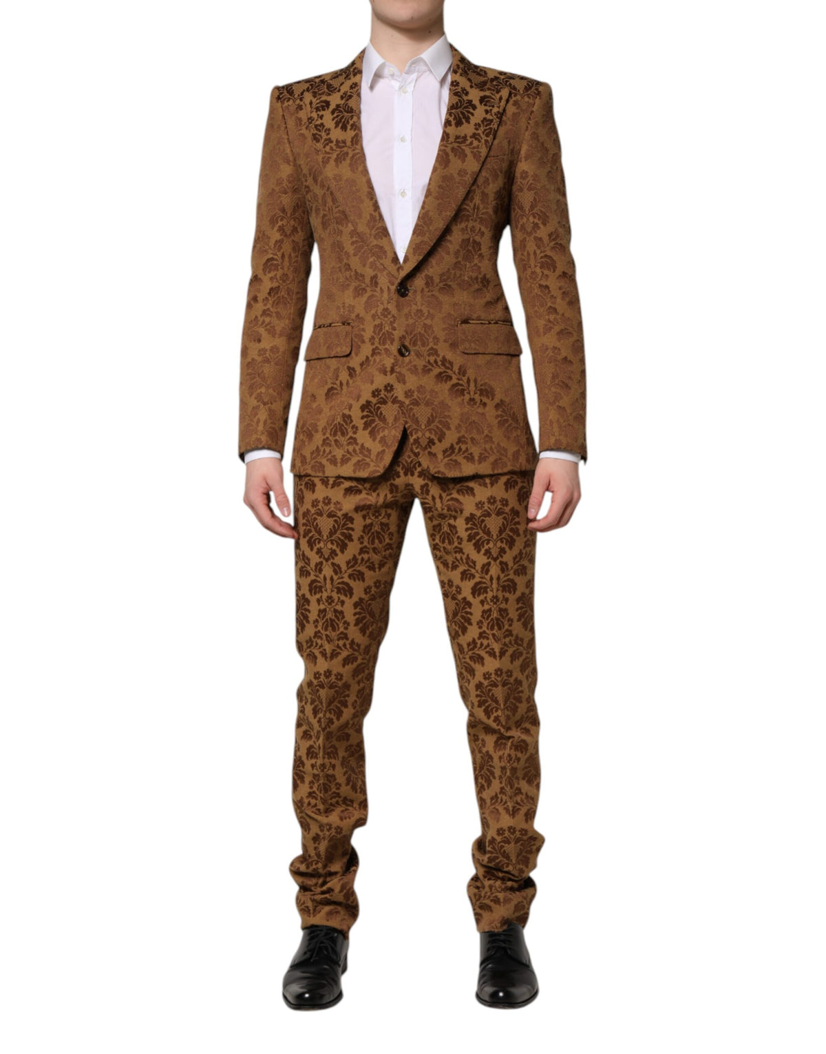New Dolce & Gabbana Brown Floral Jacquard SICILIA 2 Piece Suit