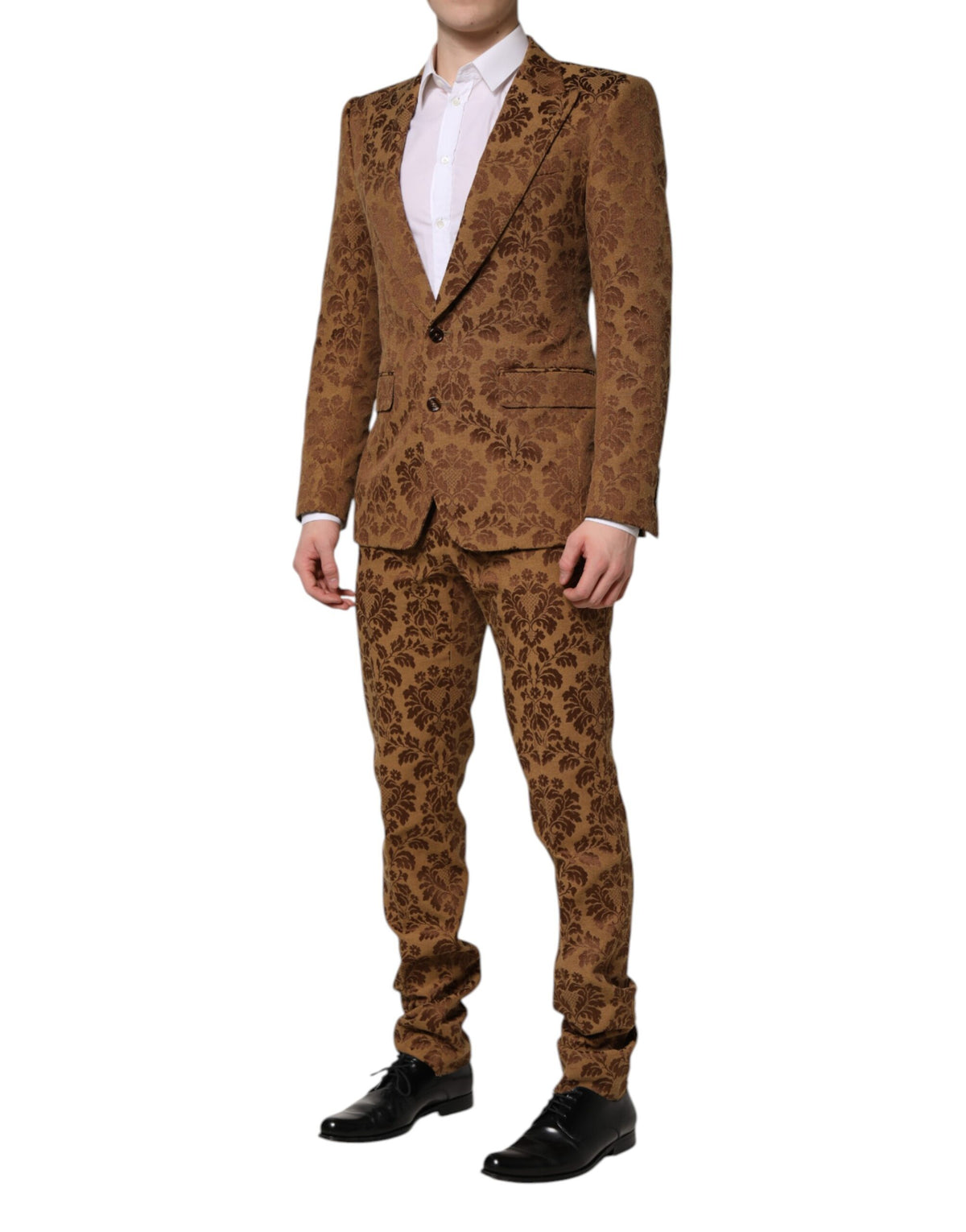 New Dolce & Gabbana Brown Floral Jacquard SICILIA 2 Piece Suit