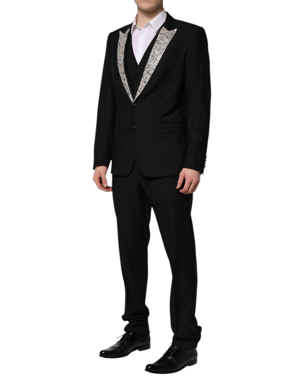 New Dolce & Gabbana Black MARTINI Crystal Embellished 3 Pc Suit