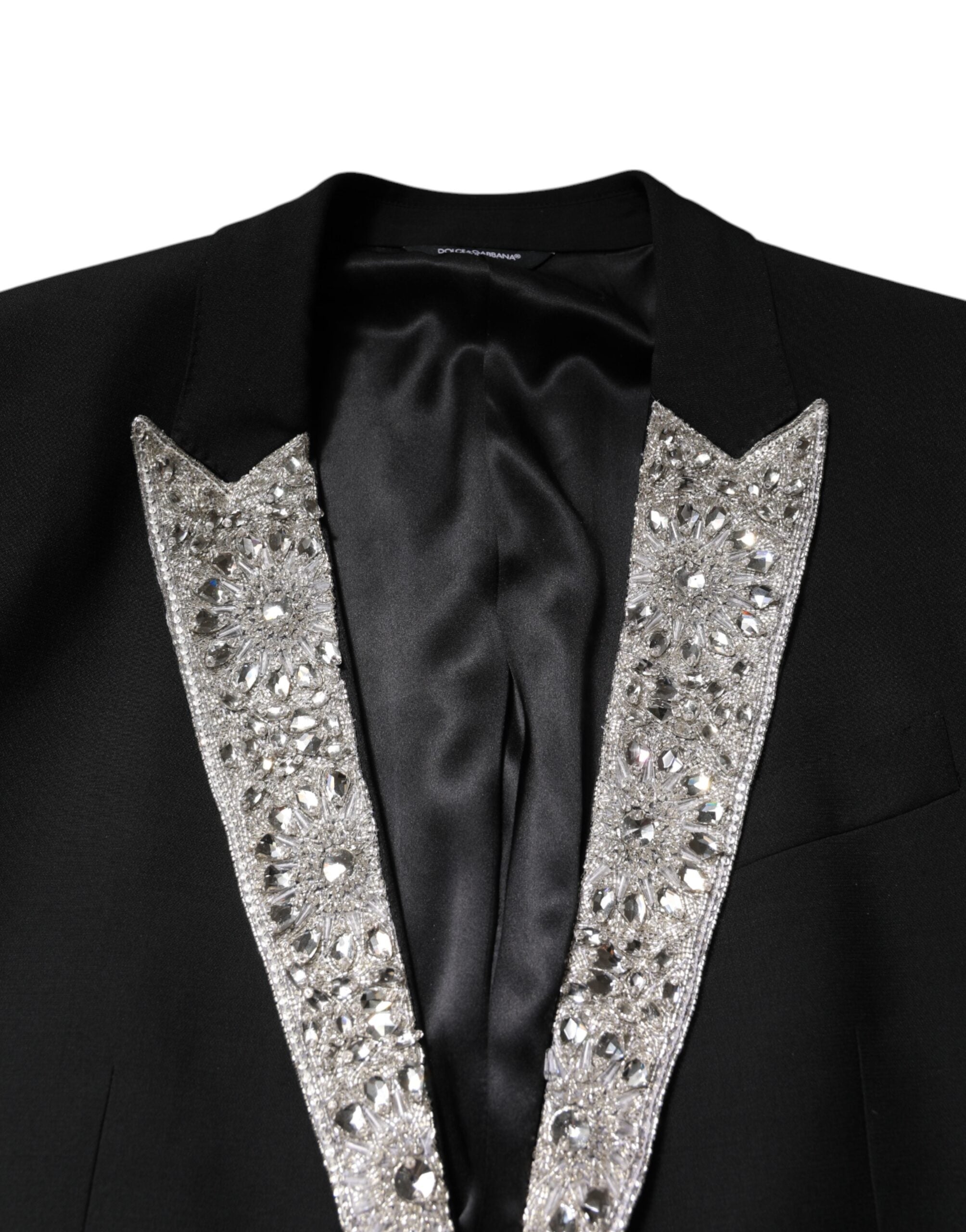New Dolce & Gabbana Black MARTINI Crystal Embellished 3 Pc Suit
