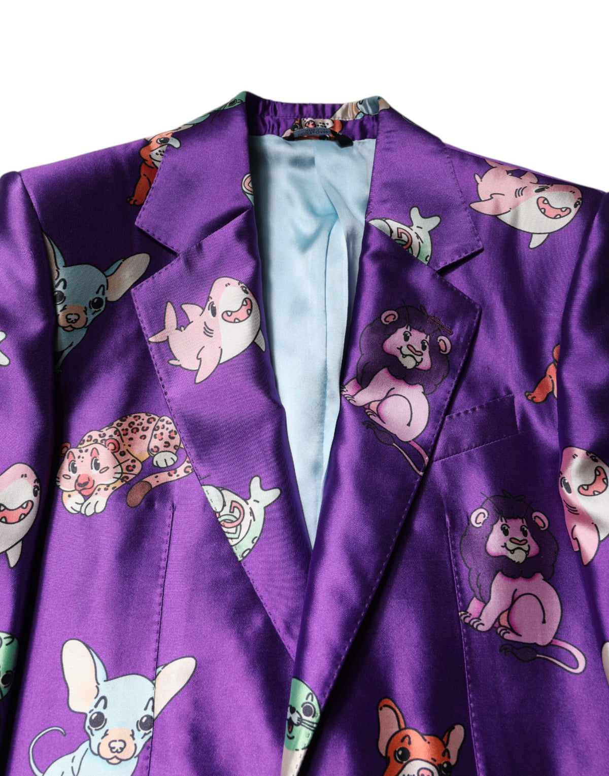 New Dolce & Gabbana Purple Silk Animal Print 3 Piece Suit