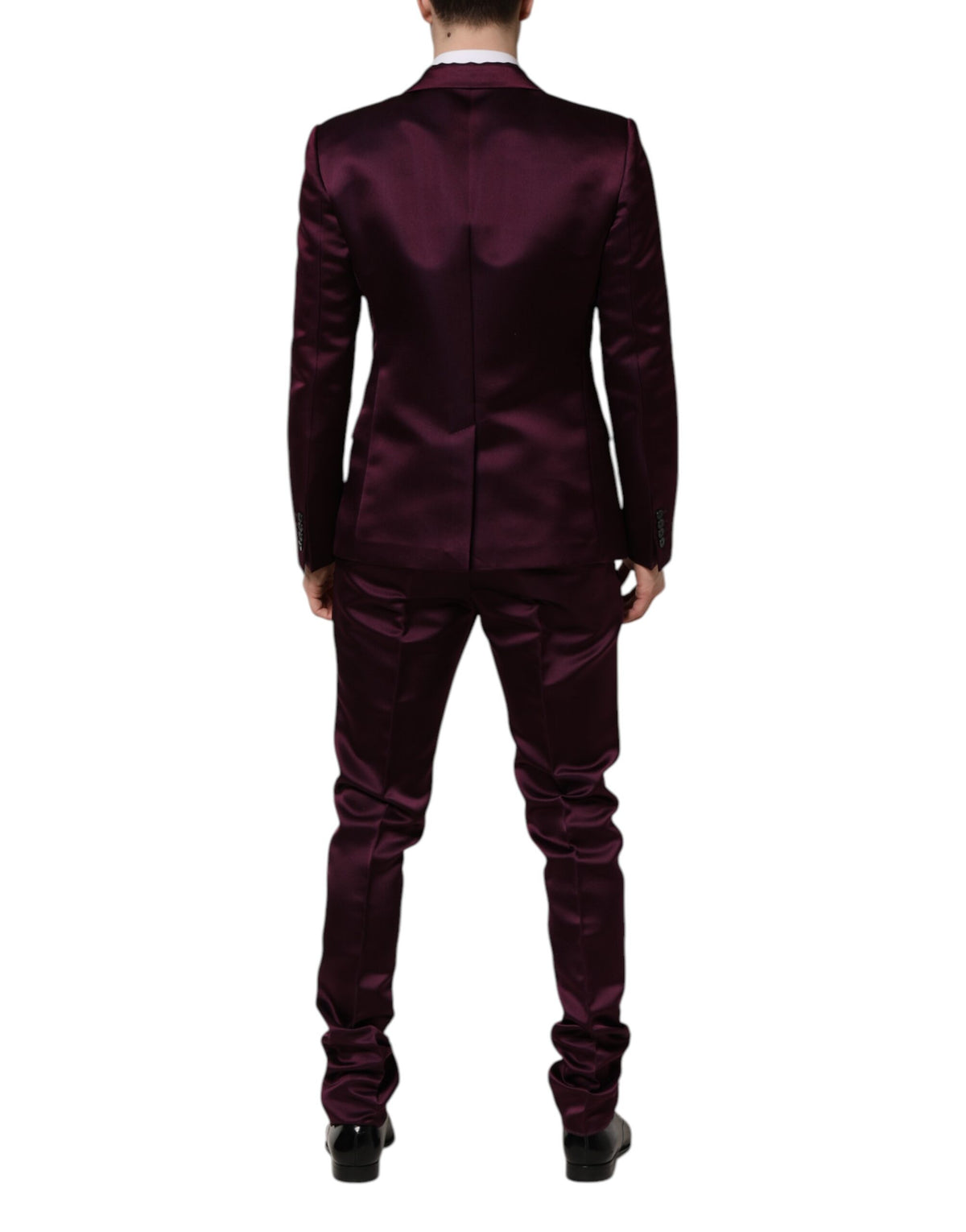 New Dolce & Gabbana Dark Purple Silk 3Piece Single Breasted Suit