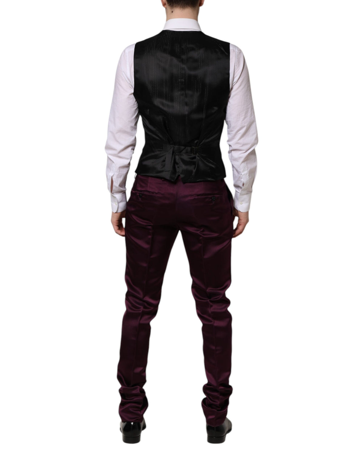 New Dolce & Gabbana Dark Purple Silk 3Piece Single Breasted Suit