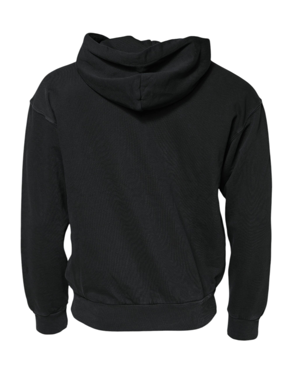 Pre-Owned Dolce & Gabbana Black Logo Full Zip Hooded Men Sweatshirt Sweater - Very Good