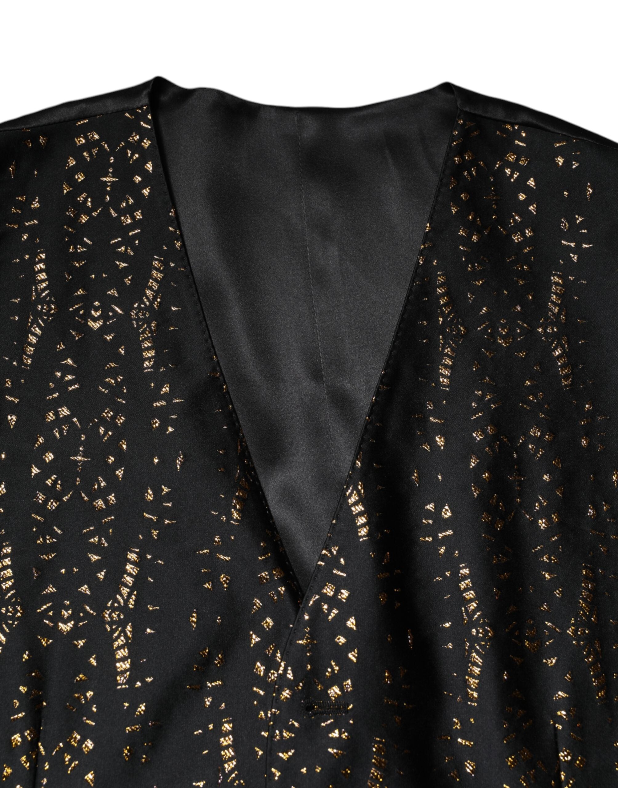 Dolce & Gabbana Black Lurex Dress Formal Men Waistcoat Vest