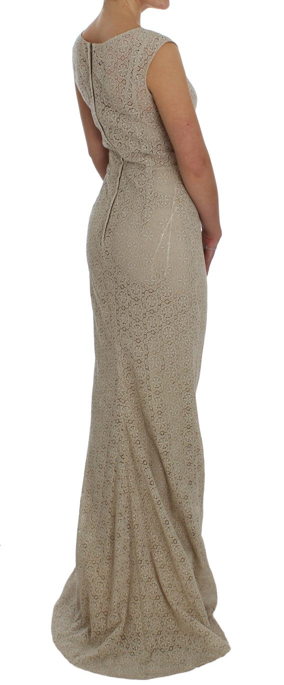 Dolce & Gabbana Beige Ricamo Cutout Cotton Sheath Dress - PreLoved & Luxe