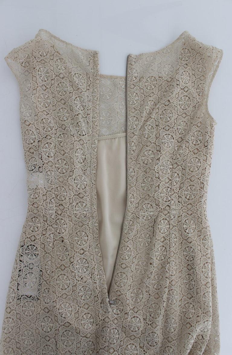 Dolce & Gabbana Beige Ricamo Cutout Cotton Sheath Dress - PreLoved & Luxe