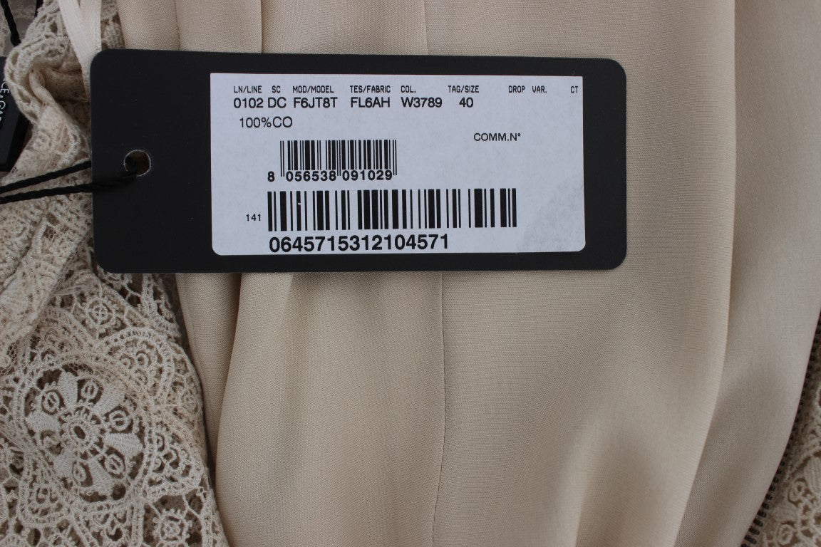 Dolce & Gabbana Beige Ricamo Cutout Cotton Sheath Dress - PreLoved & Luxe