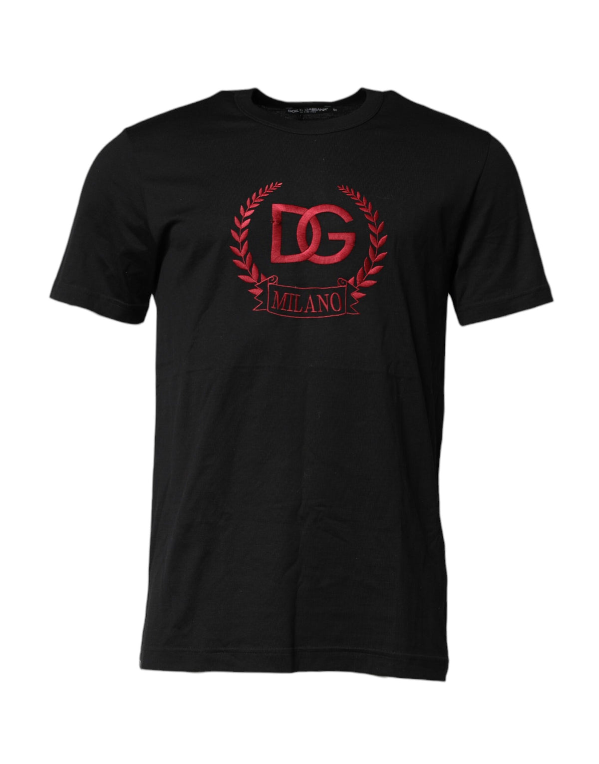 Pre-Owned Dolce & Gabbana Black Cotton Embroidered Crew Neck T-shirt Men's - Very Good