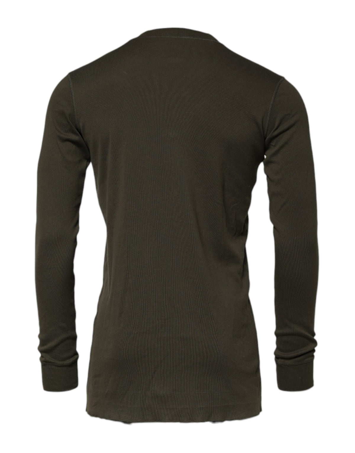New Dolce & Gabbana Dark Green Long Sleeves Crew Neck T-shirt