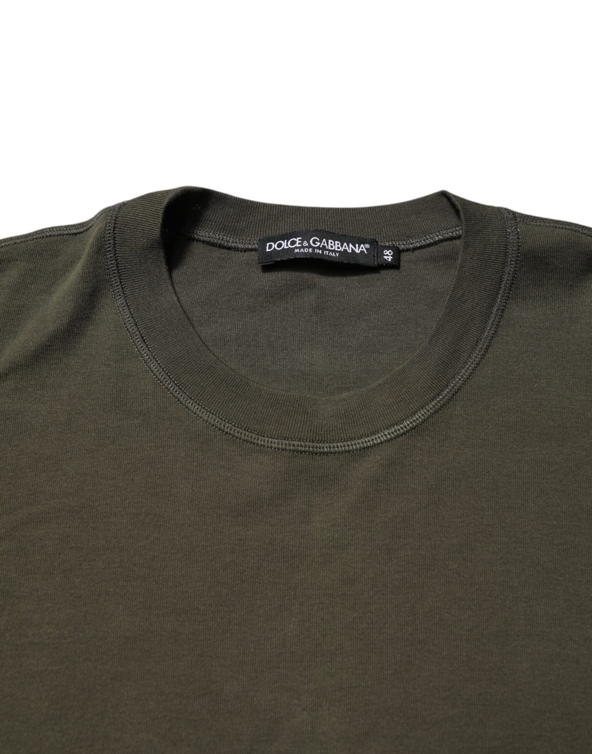 New Dolce & Gabbana Dark Green Long Sleeves Crew Neck T-shirt