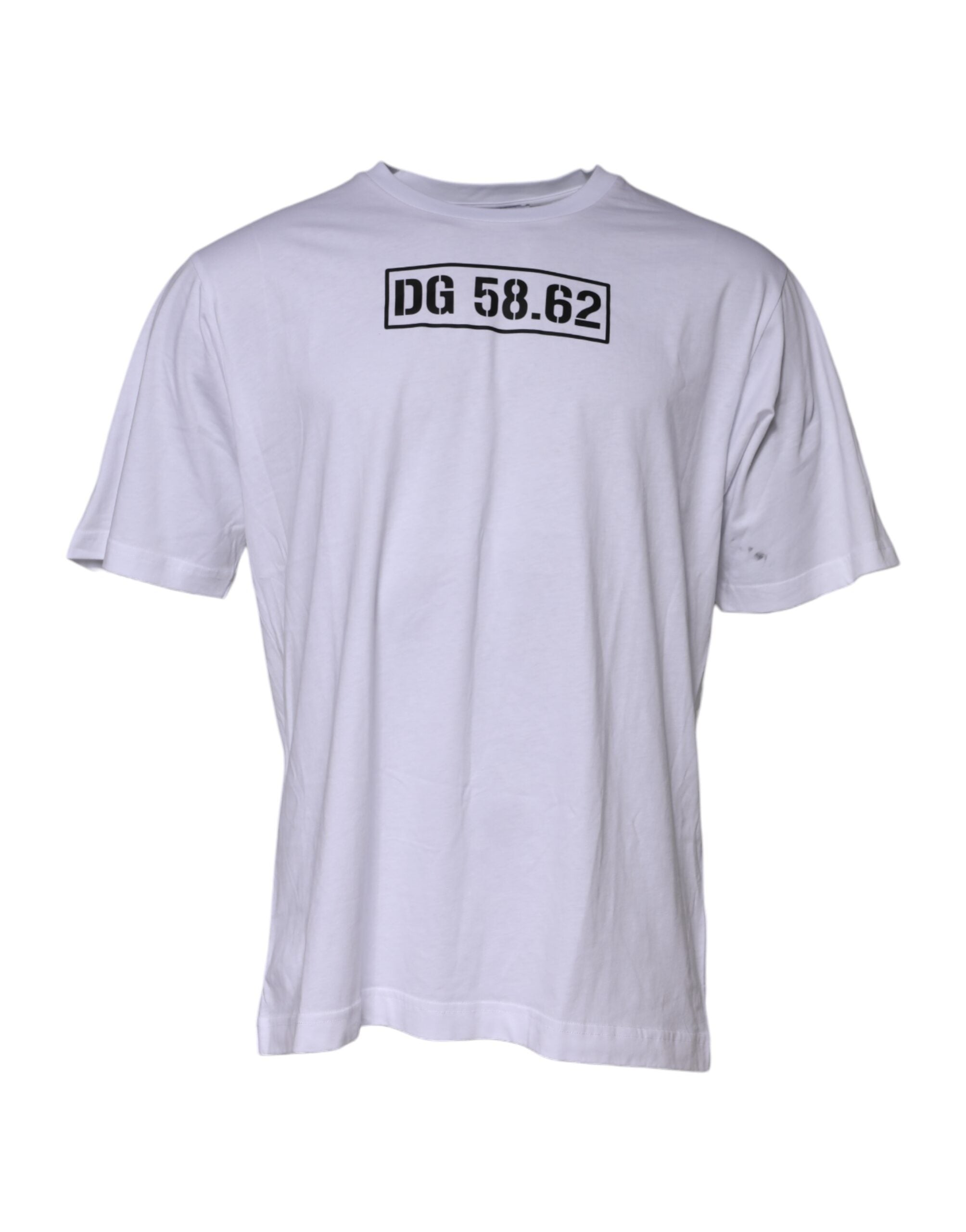 Pre-Owned Dolce & Gabbana White Cotton Logo Print Crew Neck T-shirt Men's - Very Good