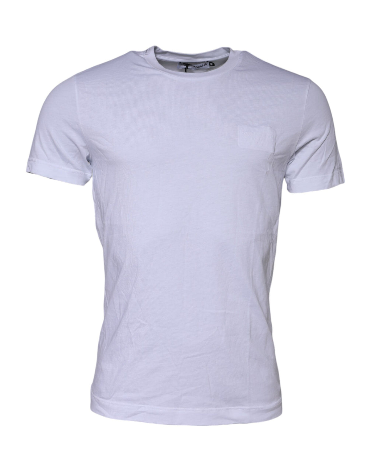 Pre-Owned Dolce & Gabbana White Cotton Logo Patch Crew Neck T-shirt Men's - Very Good