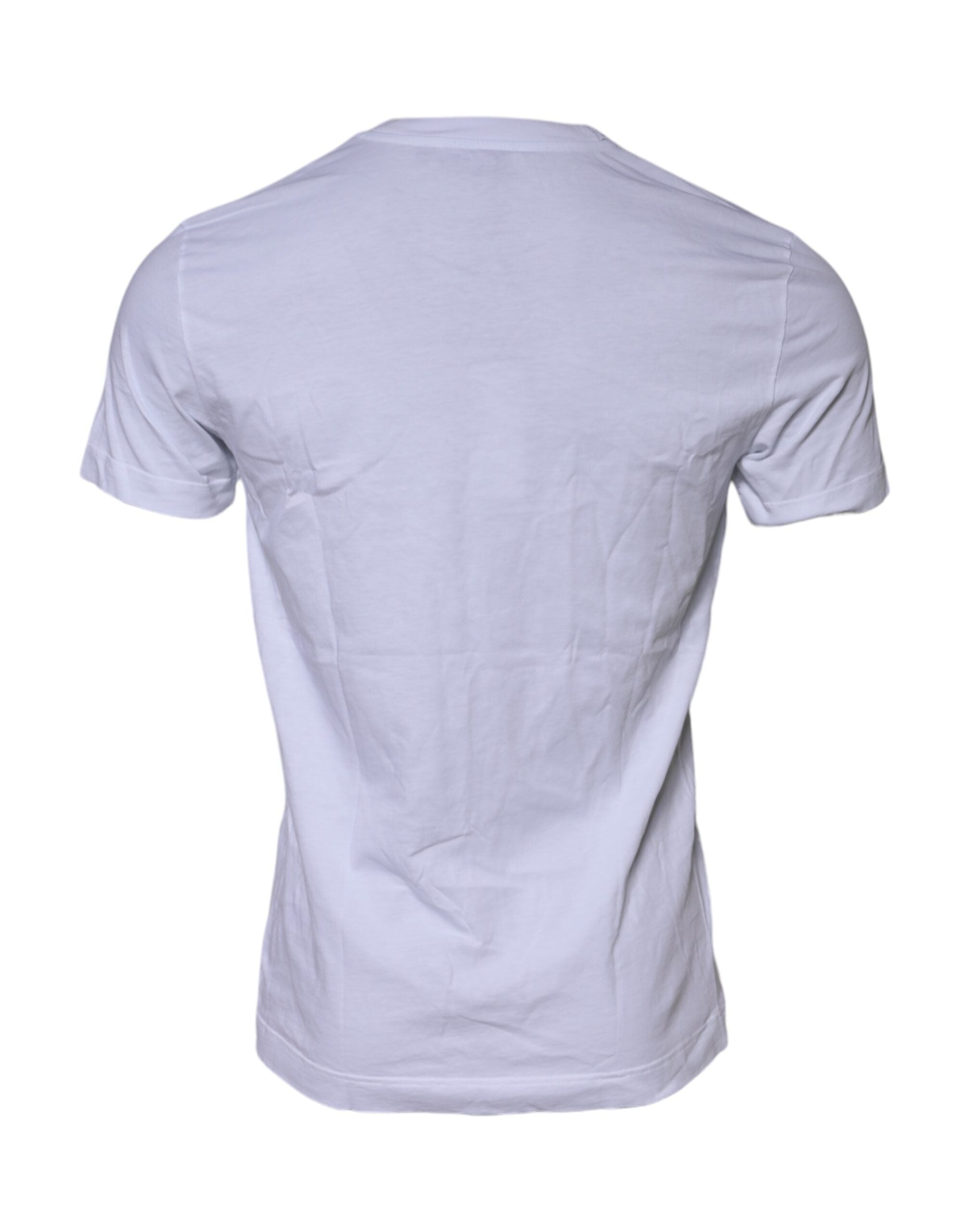 Pre-Owned Dolce & Gabbana White Cotton Logo Patch Crew Neck T-shirt Men's - Very Good