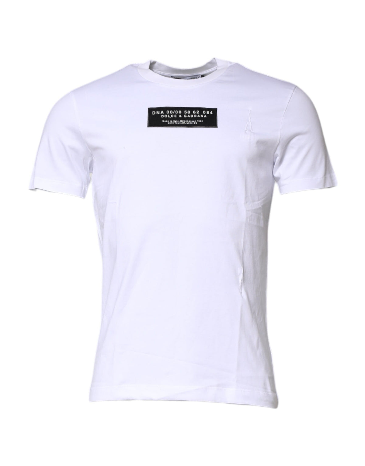 Pre-Owned Dolce & Gabbana White Cotton Logo Patch Crew Neck T-shirt Men's - Very Good