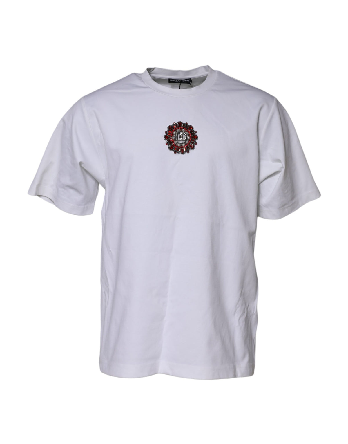 Pre-Owned Dolce & Gabbana White Logo Embellish Short Sleeves T-shirt Men's - Very Good