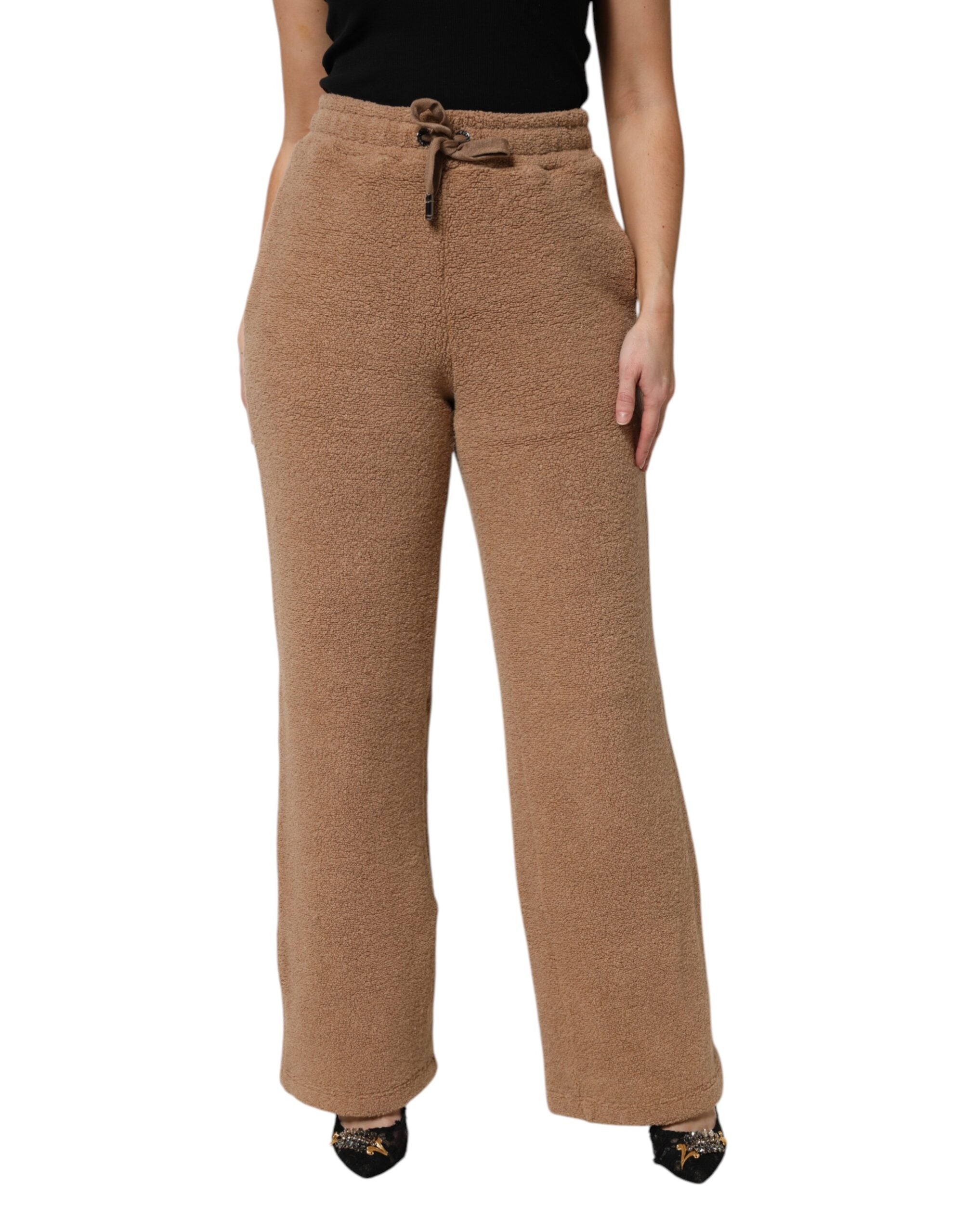 Dolce & Gabbana Brown Logo Plaque Sweatpants Straight Pants