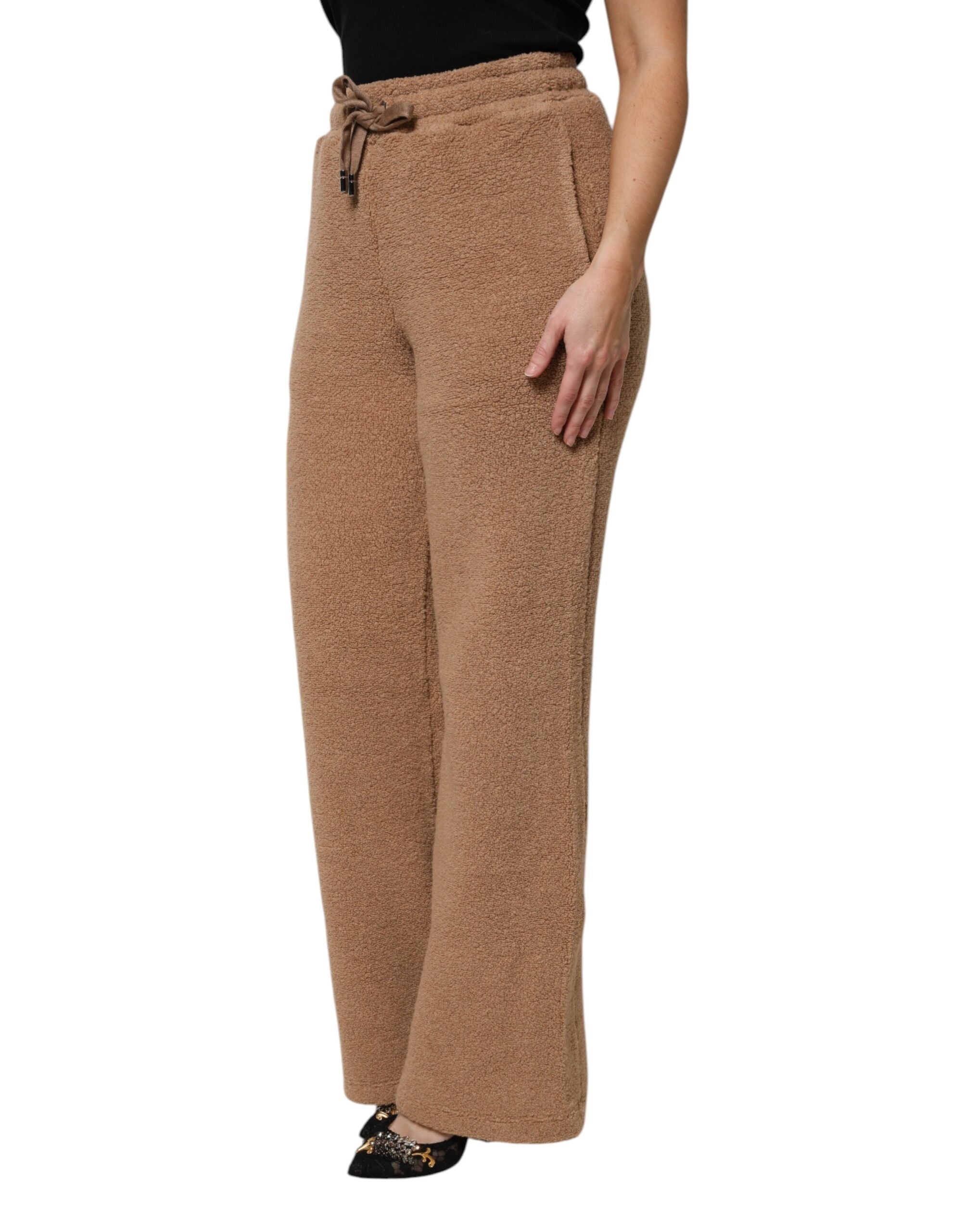 Dolce & Gabbana Brown Logo Plaque Sweatpants Straight Pants