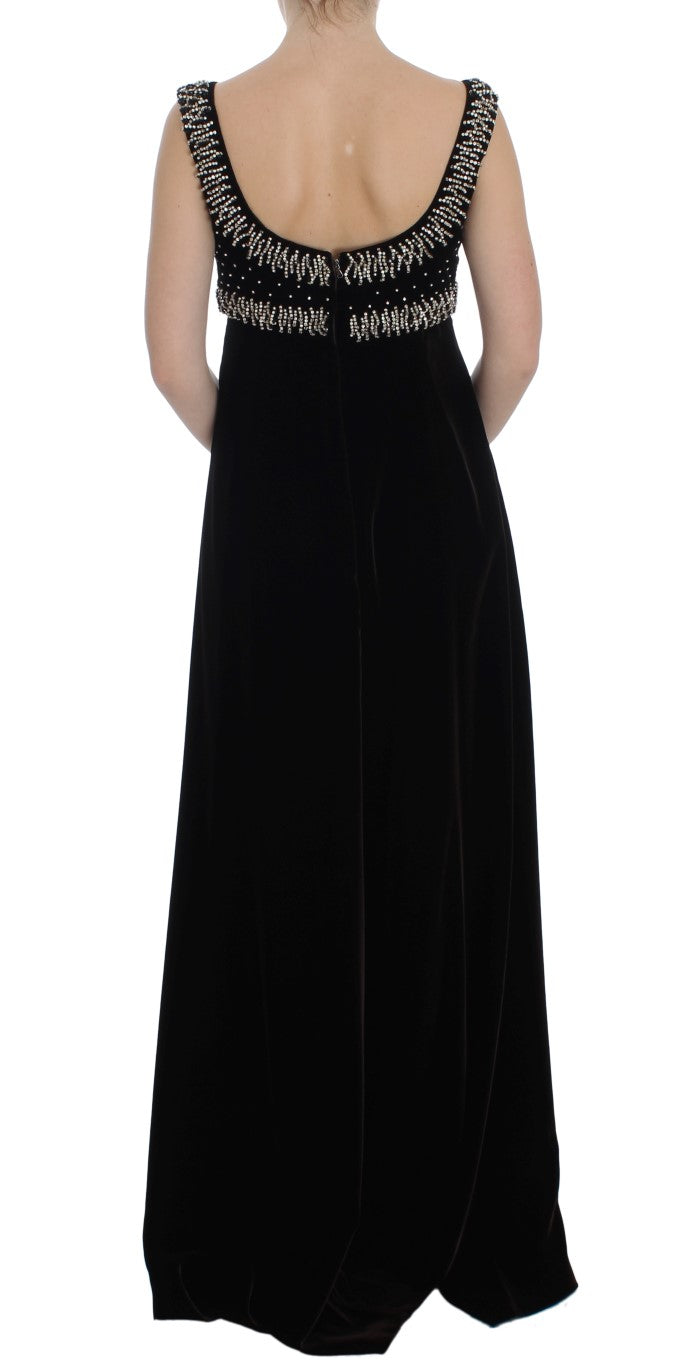 Dolce & Gabbana Brown Velvet Crystal Sheath Gown Dress - PreLoved & Luxe