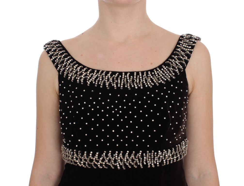 Dolce & Gabbana Brown Velvet Crystal Sheath Gown Dress - PreLoved & Luxe