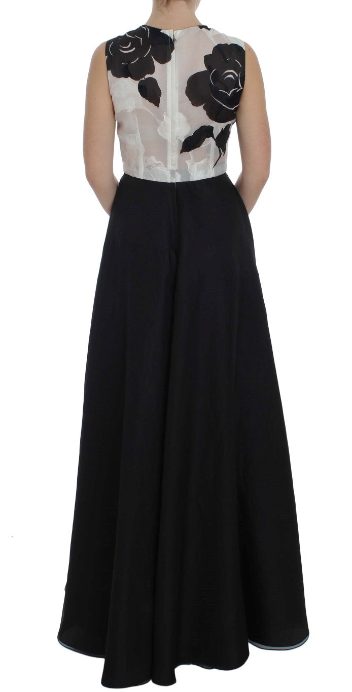 Dolce & Gabbana Black White Floral Silk Sheath Gown Dress - PreLoved & Luxe