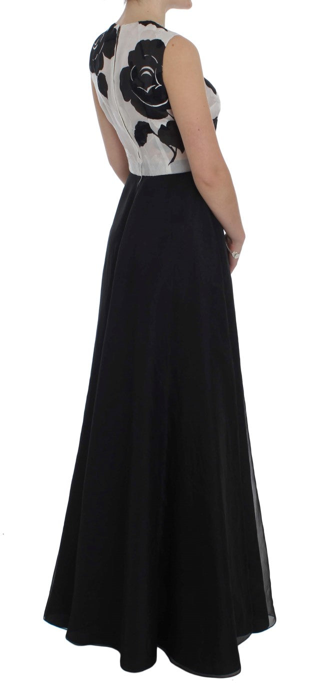 Dolce & Gabbana Black White Floral Silk Sheath Gown Dress - PreLoved & Luxe